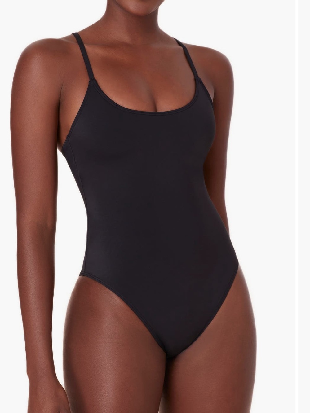 Andie The Amalfi One Piece Swimsuit Black Classic Scoop Neck Size M